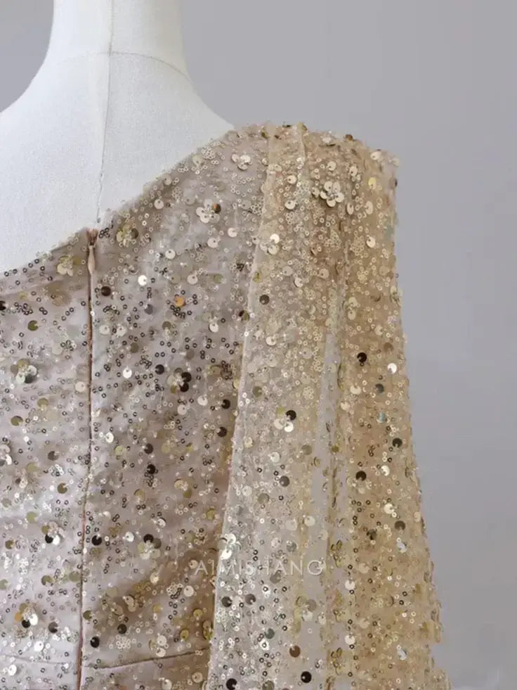 Aimishang Charming Mermaid One Shoulder Sequin Long Formal Prom Dress Sparkly Party Dress Shiny Evening Gown With Slit