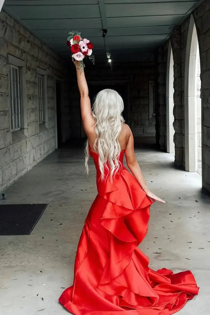Aimishang Charming Mermaid Strapless Sleeveless Evening Party Dresses Lovely Long Formal Graduation Dress