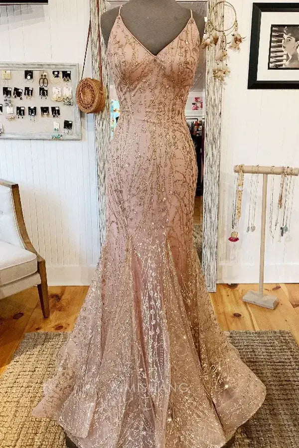 Aimishang Green Charming Mermaid V-neck Sleeveless Long Formal Prom Dress Stunning Evening Party Dress Sexy Graduation Dress