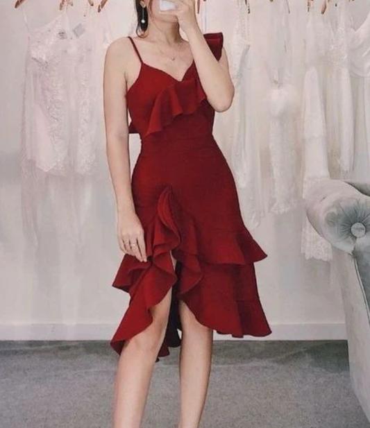 Aimishang Charming Ruffle Homecoming Dress Sweetheart Birthday Party Dress Graduation Dress Short Prom Dress
