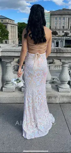 Aimishang Charming Sheath Spaghetti Straps Sleeveless Long Formal Prom Dress Elegant Evening Party Dress With Slit