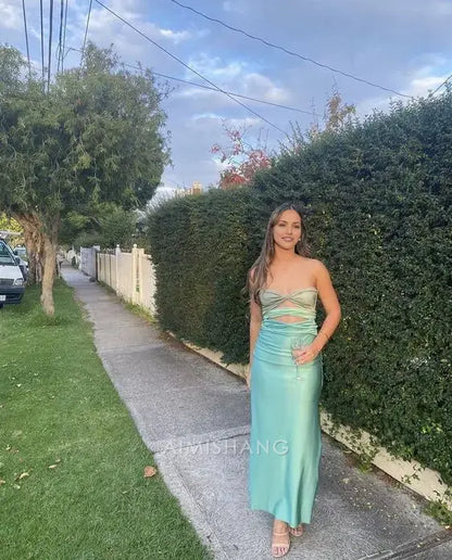 Aimishang Charming Sheath Strapless Sleeveless Formal Prom Dress Fashion Party Evening Gowns Sexy Graduation Dress
