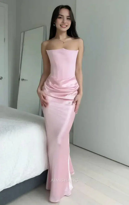 Aimishang Charming Sheath Strapless Sleeveless Long Formal Prom Dress Fashion Party Evening Gowns Lovely Graduation Dress