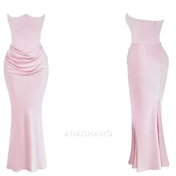 Aimishang Charming Sheath Strapless Sleeveless Long Formal Prom Dresses Fashion Party Evening Gowns Lovely Graduation Dress