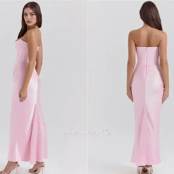 Aimishang Charming Sheath Strapless Sleeveless Long Formal Prom Dresses Fashion Party Evening Gowns Lovely Graduation Dress