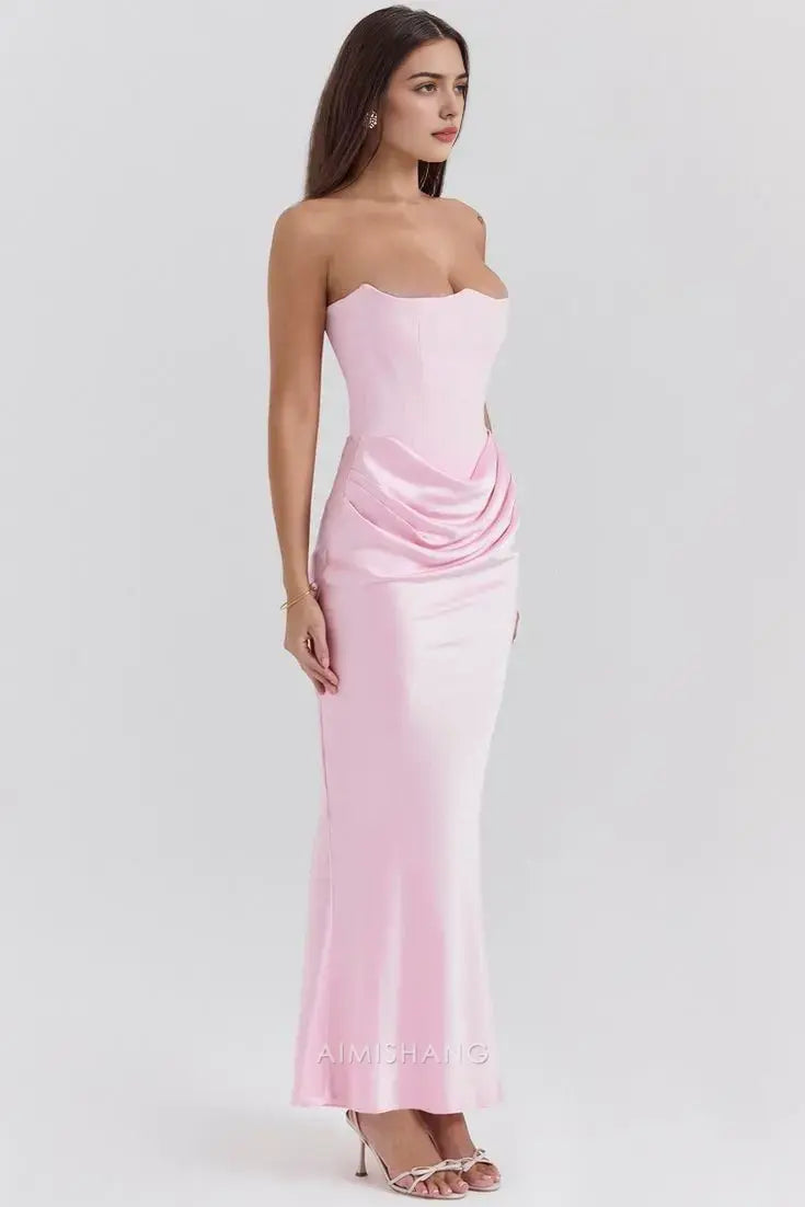 Aimishang Charming Sheath Strapless Sleeveless Long Formal Prom Dresses Fashion Party Evening Gowns Lovely Graduation Dress