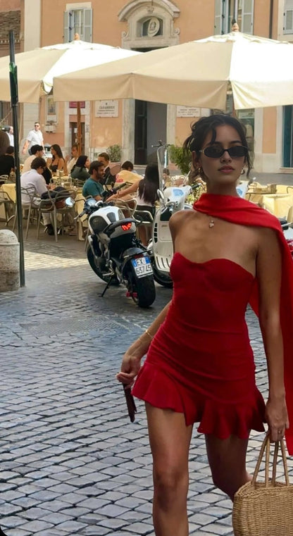 Aimishang Charming Sheath Strapless Sweetheart Neck Sleeveless Short Homecoming Dress Summer Birthday Party Dress