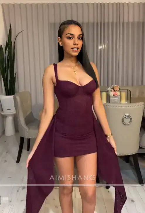 Aimishang Charming Sheath Straps Short Prom Dress Sexy Homecoming Dress Black Girl Birthday Party Dress