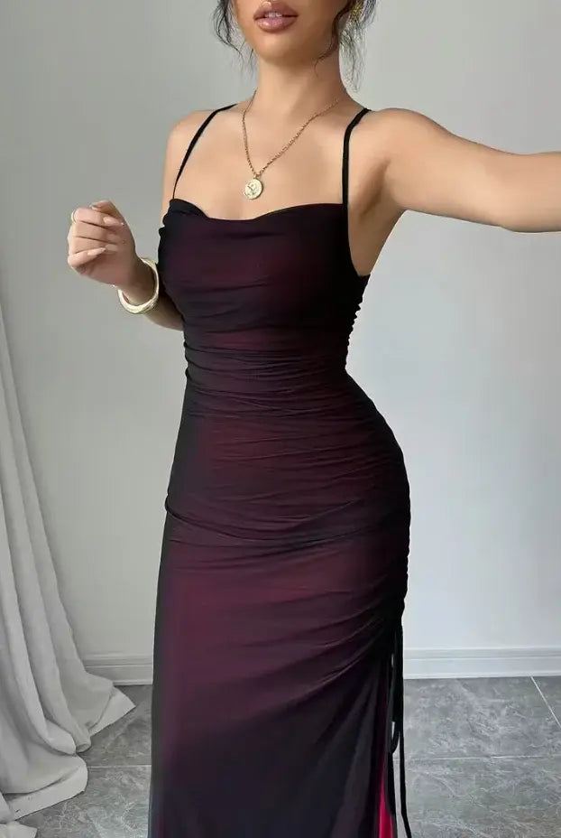 Aimishang Charming Spaghetti Straps Sleeveless Evening Party Dress Pretty Long Formal Prom Dress