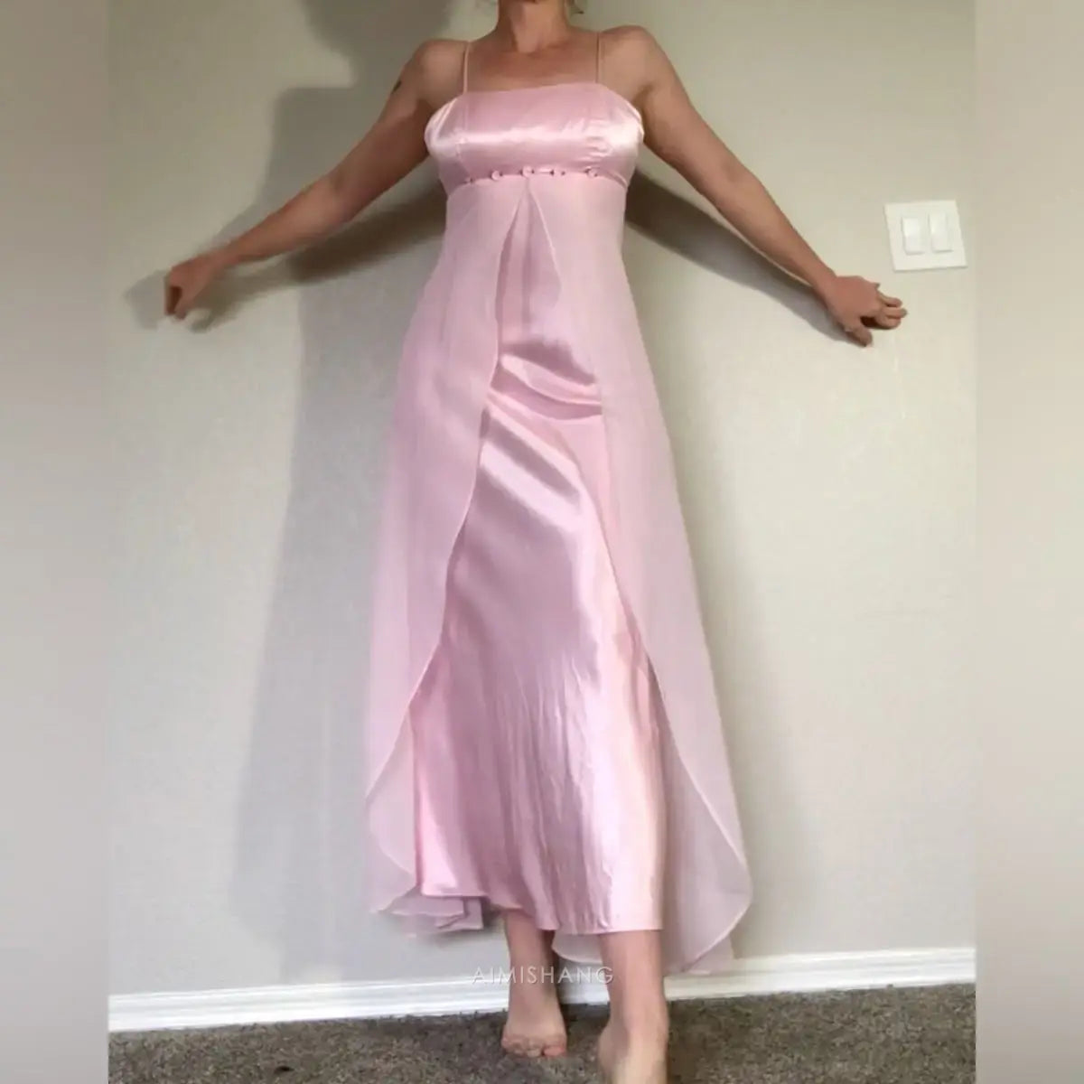 Aimishang Charming Spaghetti Straps Sleeveless Long Prom Dress Elegant Party Dress Vintage Evening Dress