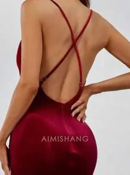 Aimishang Charming Spaghetti Straps Sleeveless Prom Dress Simple Party Evening Gown Sexy Wedding Guest Dress