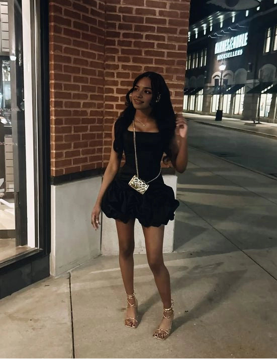 Aimishang Charming Square Neck Sleeveless Black Sleeveless Short/Mini Homecoming Dress Summer Birthday Party Dress