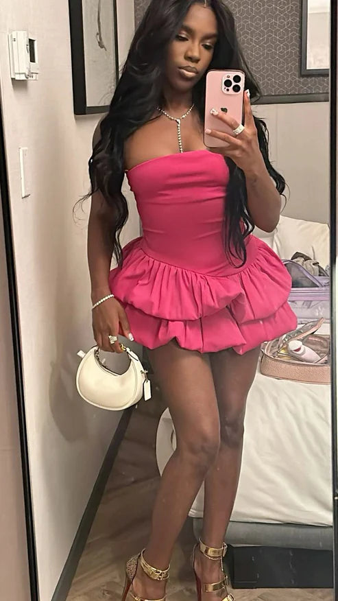 Aimishang Charming Strapless Ruffles Short Party Dress Lovely Homecoming Dress Sexy Graduation Dress