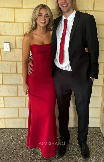 Aimishang Charming Strapless Sleeveless Long Formal Prom Dress Sexy Party Dress Elegant Wedding Guest Dress