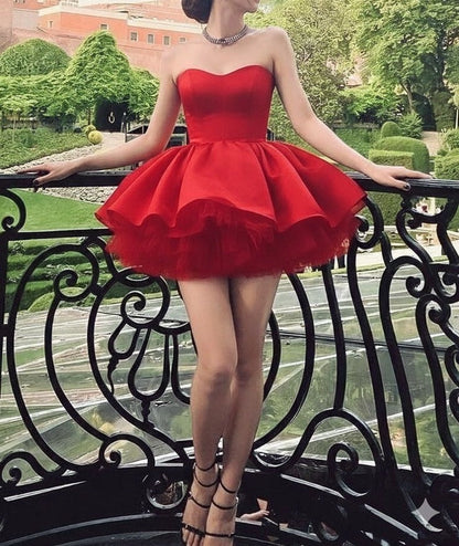 Aimishang Charming Sweetheart Neck A Line Strapless Sleeveless Short/Mini Graduation Party Dress Cute Summer Homecoming Dress