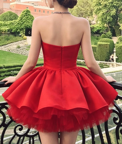 Aimishang Charming Sweetheart Neck A Line Strapless Sleeveless Short/Mini Graduation Party Dress Cute Summer Homecoming Dress