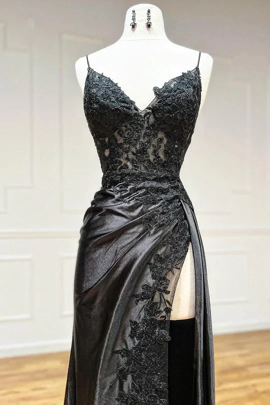 Aimishang Charming V-neck Spaghetti Straps Sleeveless Long Formal Prom Dress Elegant Evening Gown Sexy Party Dress With Slit