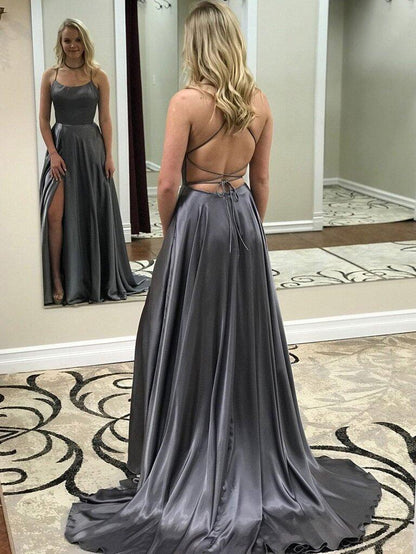 Wholesale A line Prom Dresses Criss-Cross Straps Long Evening Dresses