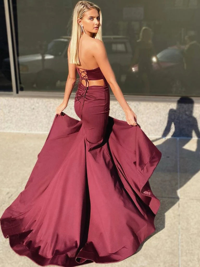 Wholesale Prom Dresses Chic Strapless Mermaid Sweep Train With Slit