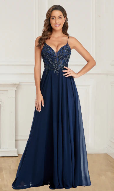 Wholesale Prom Dresses Chic Spaghetti Straps V Neck Backless With Beading