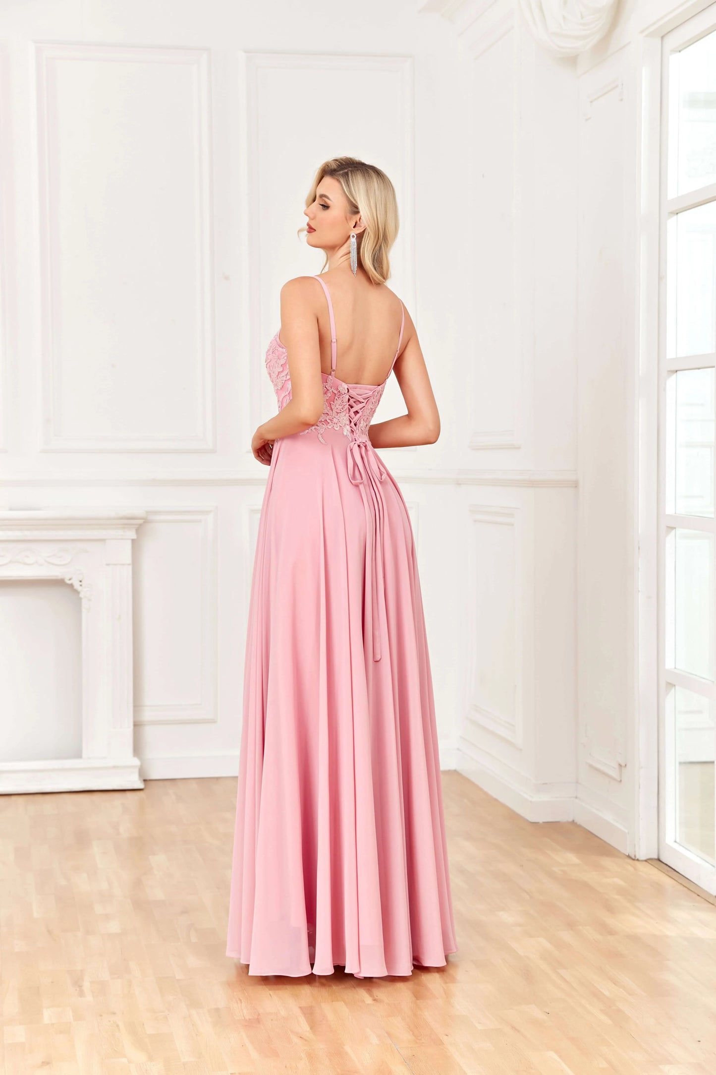 Wholesale Prom Dresses Chic Spaghetti Straps V Neck Backless With Beading