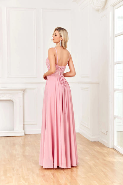 Wholesale Prom Dresses Chic Spaghetti Straps V Neck Backless With Beading