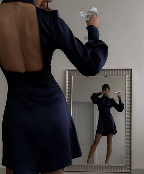 Aimishang Chic A Line Long Sleeves Cocktail Dresses Simple Homecoming Dress Elegant Party Dress