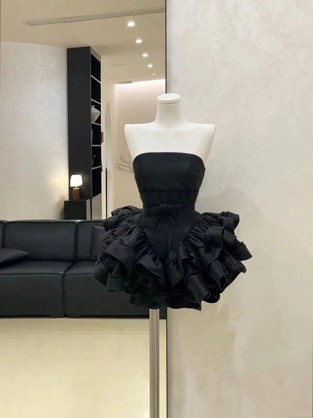 Aimishang Chic A Line Black Strapless Sleeveless Short Homecoming Dress Summer Birthday Party Dress
