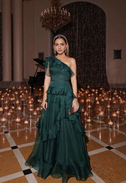 Aimishang Chic A Line One Shoulder Sleeveless Long Wedding Guest Party Dress Elegant Party Evening Gown