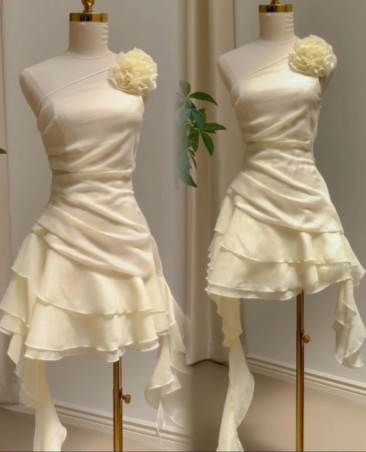 Aimishang Chic A Line One Shoulder Sleeveless Summer Short Graduation Party Dress Elegant Homecoming Dress