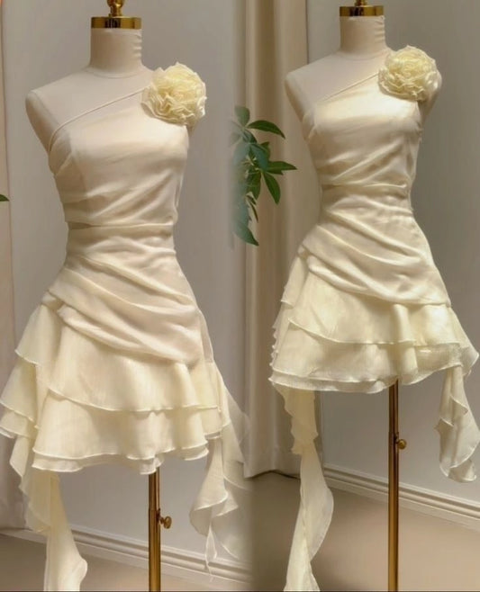 Aimishang Chic A Line One Shoulder Sleeveless Summer Short Graduation Party Dress Elegant Homecoming Dress