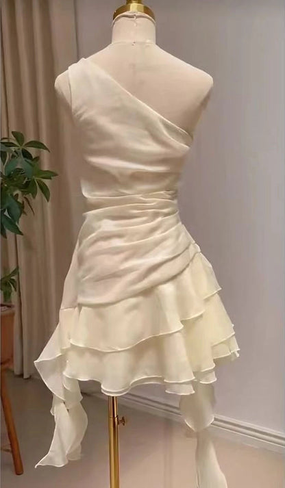 Aimishang Chic A Line One Shoulder Sleeveless Summer Short Graduation Party Dress Elegant Homecoming Dress