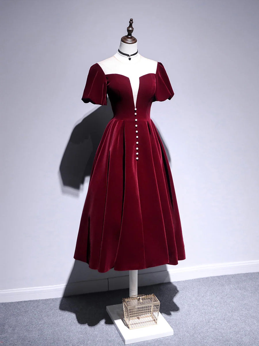 Aimishang Chic A Line Short Sleeves Formal Prom Dress Elegant Graduation Party Dress For Girls