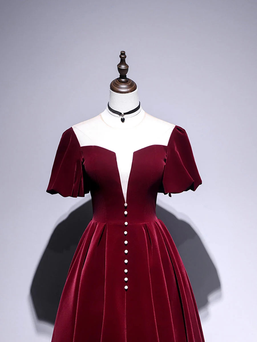 Aimishang Chic A Line Short Sleeves Formal Prom Dress Elegant Graduation Party Dress For Girls