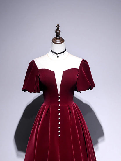 Aimishang Chic A Line Short Sleeves Formal Prom Dress Elegant Graduation Party Dress For Girls