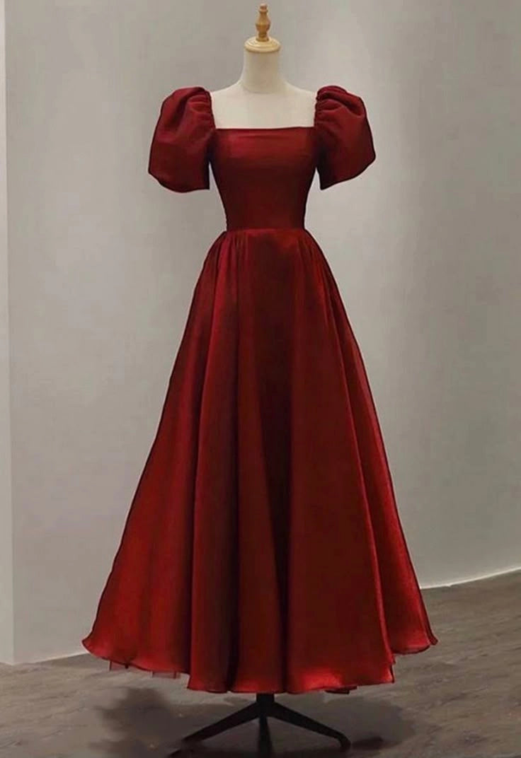 Aimishang Chic A Line Square Neck Short Sleeves Party Evening Gown Elegant Graduation Dress