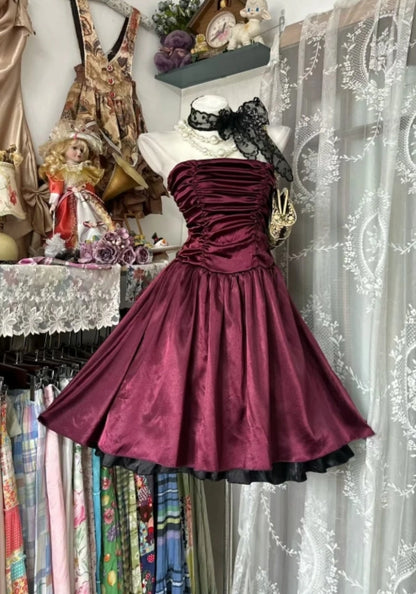 Aimishang Chic A Line Strapless Satin Sleeveless Short Graduation Party Dress Elegant Homecoming Dress