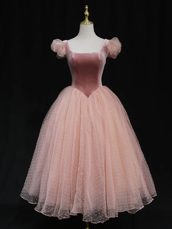 Aimishang Chic A Line Tulle Velvet Formal Prom Dress Elegant Wedding Guest Party Dress For Girls
