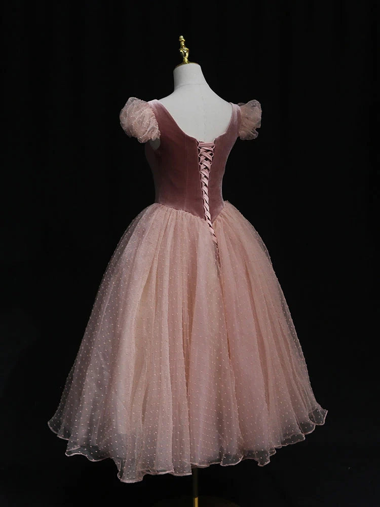 Aimishang Chic A Line Tulle Velvet Formal Prom Dress Elegant Wedding Guest Party Dress For Girls