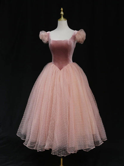 Aimishang Chic A Line Tulle Velvet Formal Prom Dress Elegant Wedding Guest Party Dress For Girls