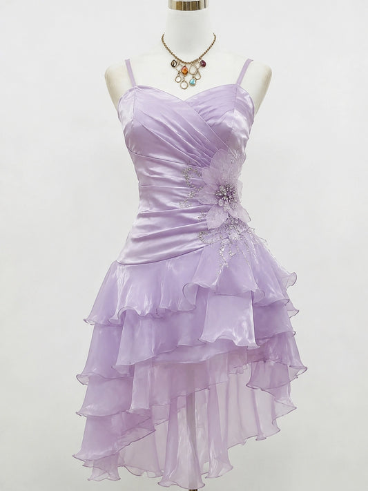 Aimishang Chic Light Purple A Line Sweetheart Neck Spaghetti Straps Sleeveless Ruffle Layered Short Homecoming Dress Summer Graduation Party Dress