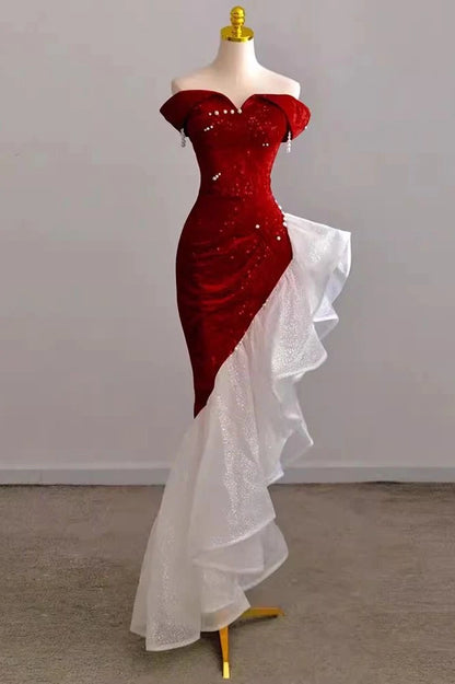 Aimishang Chic Mermaid Off The Shoulder High Low Party Evening Gown Charming Formal Prom Dress