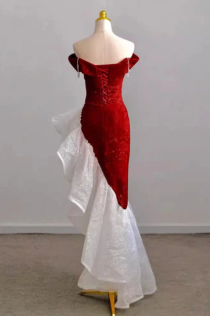 Aimishang Chic Mermaid Off The Shoulder High Low Party Evening Gown Charming Formal Prom Dress