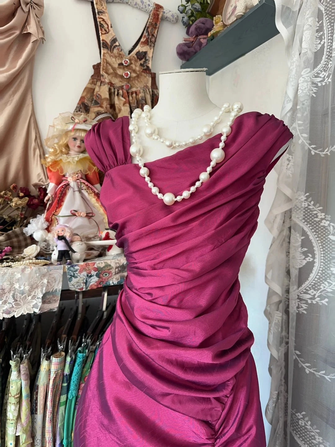 Aimishang Chic Mermaid Sleeveless Satin Long Formal Prom Dress Elegant Wedding Guest Party Dress