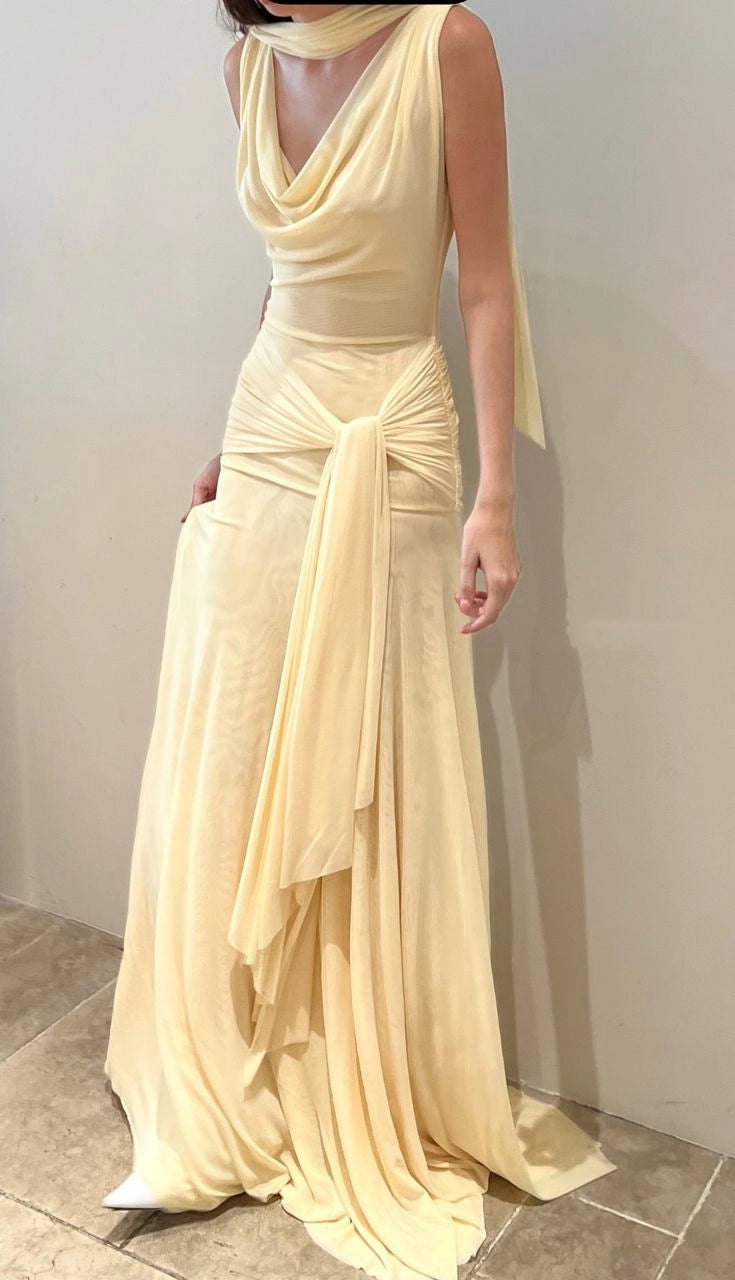 Aimishang Chic Mermaid Yellow Sleeveless Party Evening Gown Elegant Long Formal Prom Dress
