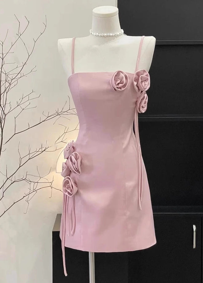 Aimishang Chic Spaghetti Straps Sleeveless Short Homecoming Dress Summer Birthday Party Dress With Flowers