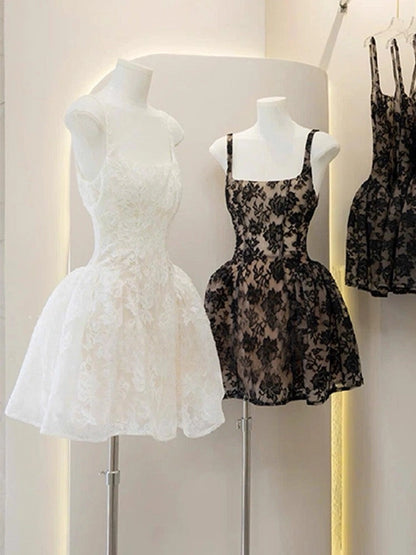 Aimishang Chic Square Neck A Line Sleeveless Lace Short Homecoming Dresses Summer Mini Graduation Party Dress
