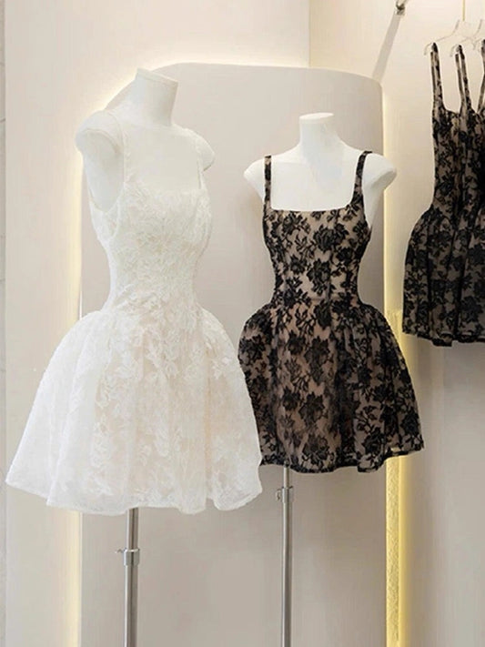 Aimishang Chic Square Neck A Line Sleeveless Lace Short Homecoming Dresses Summer Mini Graduation Party Dress