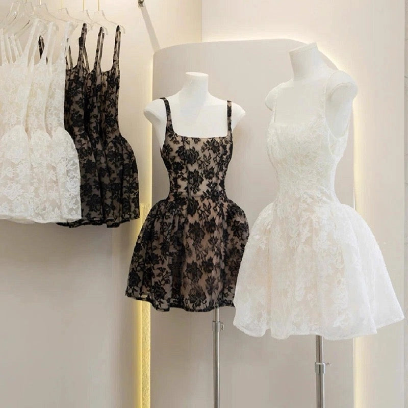 Aimishang Chic Square Neck A Line Sleeveless Lace Short Homecoming Dresses Summer Mini Graduation Party Dress