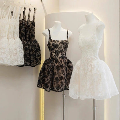 Aimishang Chic Square Neck A Line Sleeveless Lace Short Homecoming Dresses Summer Mini Graduation Party Dress